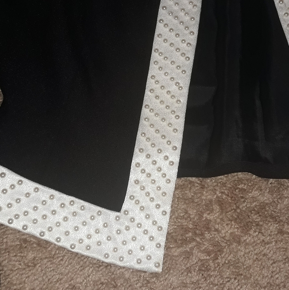 Talbots (Size 8) Black & Pearl Trim Interior Lined Open Front LS Cardigan Jacket - Picture 3 of 8